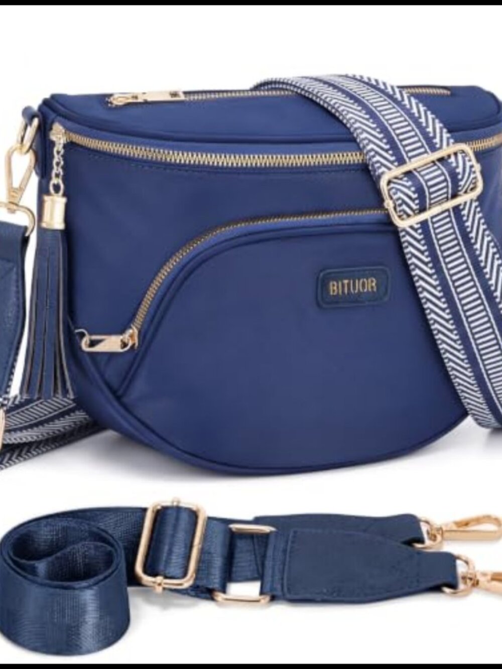 Anti Theft Nylon Crossbody Bag with 2 Wide Straps